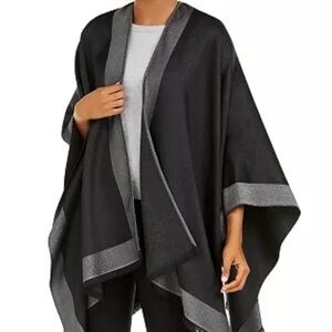 NWT Black and Gray Open Front Ruana